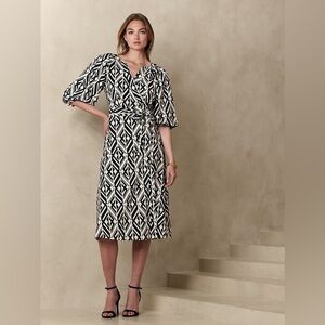Banana Republic Balloon Sleeve Wrap Midi Dress Size XL Petite